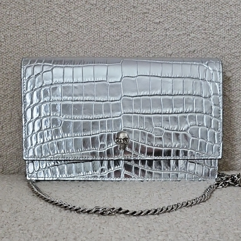 Alexander McQueen Silver Skull Bag Medium